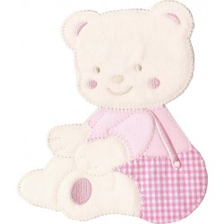 Iron-on Embroidery Sticker - Pink Teddy Bear